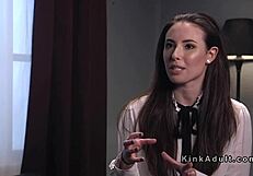 The brunette slave begs, 'tie me up and flog my ass before anal banging me rough' in bdsm.