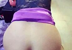 Pretty latina student in lingerie shows muscular bodybuilder tattoo and petite tits in homemade dress scene