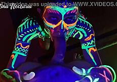 Wild Slim Girl Fucked Under UV Light With Monster Cock