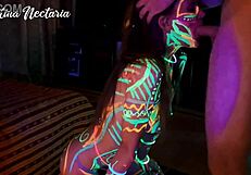 Wild Slim Girl Fucked Under UV Light With Monster Cock