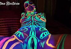 Wild Slim Girl Fucked Under UV Light With Monster Cock