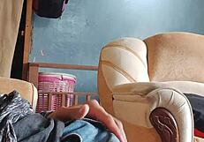 Masturbating My Cock In The Living Room With Panties!