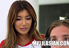 asian amateur seduces guy in reality video