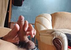 Masturbating My Cock In The Living Room With Panties!