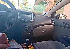 risky masturbation inside a car in public for a hot babe bent over.