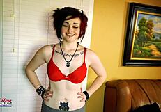 Inked Cutie Marcie Dildo Fucks Her Horny Twat Wearing Lingerie And Squirts