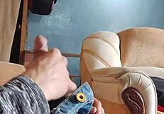 Masturbating My Cock In The Living Room With Panties!