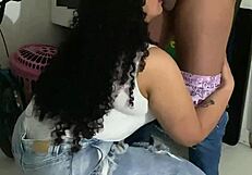 Venezuelan bodybuilder flashes and fucks bareback on mall stairs