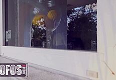 mofos - ryan keely slips lingerie aside in high heels to ride big cock.