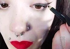 Backstage Of A Hot Brunette With Girlfriend And Tongue.