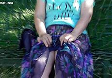 Hairy mature in transparent dress