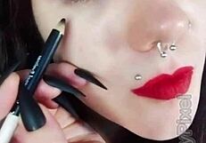 Backstage Of A Hot Brunette With Girlfriend And Tongue.