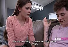 Stepsis Gives Virgin Step Bro Blowjob and Cowgirl Riding