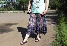 Hairy mature in transparent dress