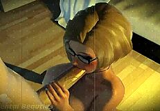 Milf Gives Detailed Blowjob to Teen in Cartoon