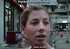 blowjob holiday turns wild with clothes ripped in front of mirror