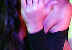 blowjob in neon night with deep throat pov