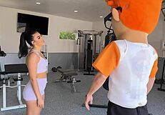 she's sweaty from squats and deep thrusts in my personal training session with gal ritchie on porndudecasting.
