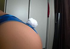 A Beautiful Bunny Undresses, Wags Ass in Cosplay Striptease.