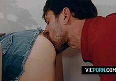 hot brunette milf preston parker stuck under table no panties rough doggystyle