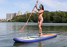 Naked Beach Brunette Shows Shaved Pussy In Public