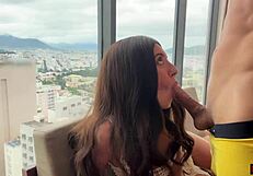 Gorgeous spanish blanca tries russian white cock on vacation