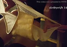 Hey pervs, check this mature slut in lingerie with hairy pussy under skirt