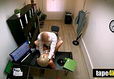 i fucked the naive hungarian hottie on the desk as the horny loan manager