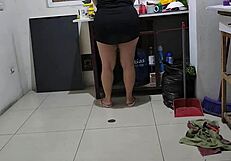 Grabbing my friend's mom while she cleans and fucking her