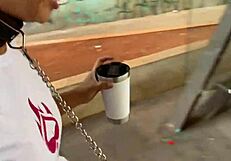 Young brazilian girls in collars walk Sao Paulo streets under domination, exhibitionism on display