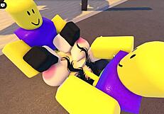 emma fucked by 3 guys on roblox whorblox street!