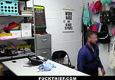 Young blonde teen caught stealing gets bent over for big cock doggystyle