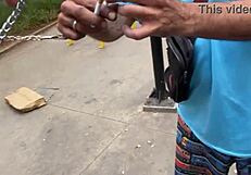 Young brazilian girls in collars walk Sao Paulo streets under domination, exhibitionism on display