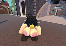 emma fucked by 3 guys on roblox whorblox street!