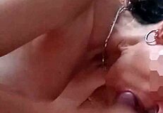 i love how my neibor sucks my hard coc and gets cum on her tits, mmm