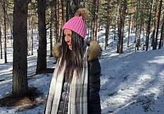 Brunette Riding In Forest