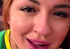 Petite Redhead Latina Deepthroats Sloppy Blowjob After Casting