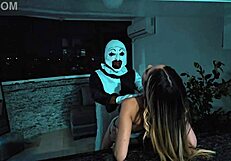 terrifier fucks natalia alvarado on halloween night, wet blonde moaning orgasm