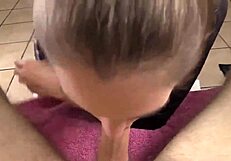 brunette gives an amazing birthday gift with a blowjob