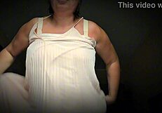 Mature milf moans with bouncing saggy tits