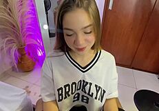 Young Colombian Teases Boyfriend With Blowjob