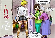 This white slut teacher takes a big cock in her hairy ass