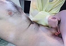 Relaxing stepfather with massage after work