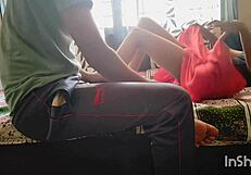 desi bhabhi in red saree seduces servant for having his dick in her pussy