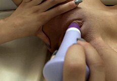 horny lesbians eat pussy and get off with a toy on bed