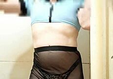 hot sexy transsexual ladyboy in lingerie crossdresses as prostitute for ass fun