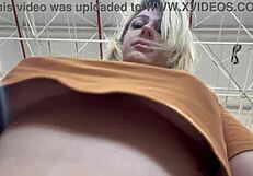 hidden filming of woman shopping while touching herself