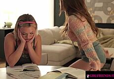 big tittied brunette eats jealous gf pussy with vibrator!