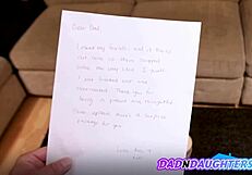 stepdaughter says, 'here's your special package, stepdaddy, with a facial and cumshot just for you.'