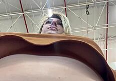 hidden filming of woman shopping while touching herself